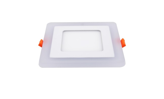 LED面板燈 9W側(cè)發(fā)光方形雙色面板燈 開孔105x105mm 可分段控制光色